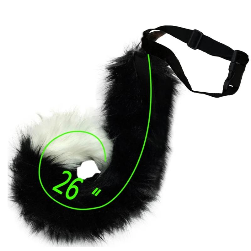 

3pcs Animal Costume Accessories Set Faux Fur Kitten Wolf Ears Hair Clips Long Tail Plush Gloves Halloween Cosplay Props