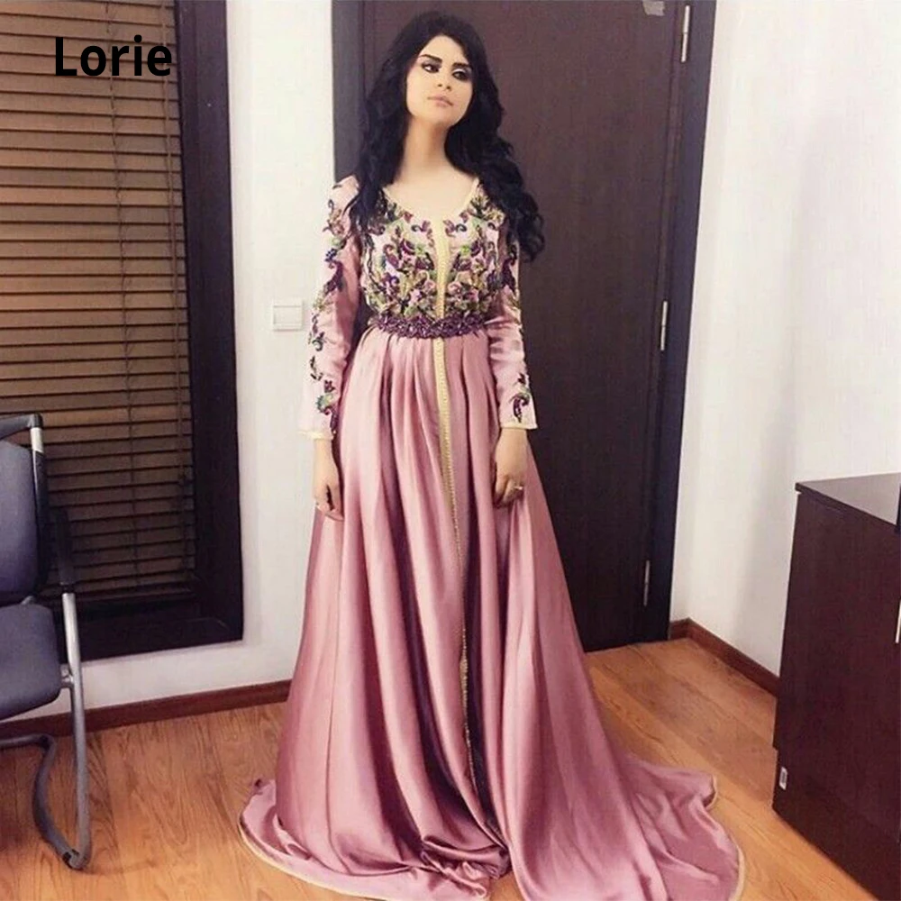 Розовые марокканские кафтан LORIE вечерние платья Дубая кружевные велюровые с