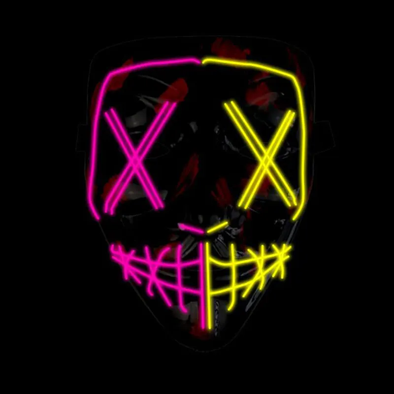 Хэллоуин ужас лицо EL Wire костюмная Маска Косплей Аксессуары светильник ящаяся