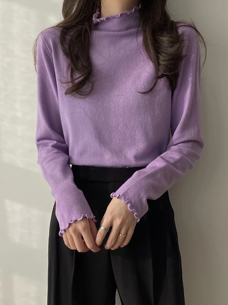 

Женская трикотажная рубашка с длинным рукавом и воротником-стойкой