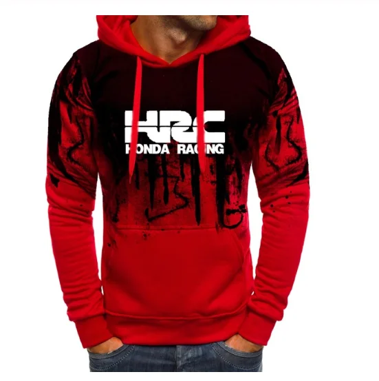 

2020NEW Hoodies Men HRC race motorcycle Car Logo Print Sweatshirt Spring Autumn Gradient Men Hoodie hip hop harajuku Casual Hood