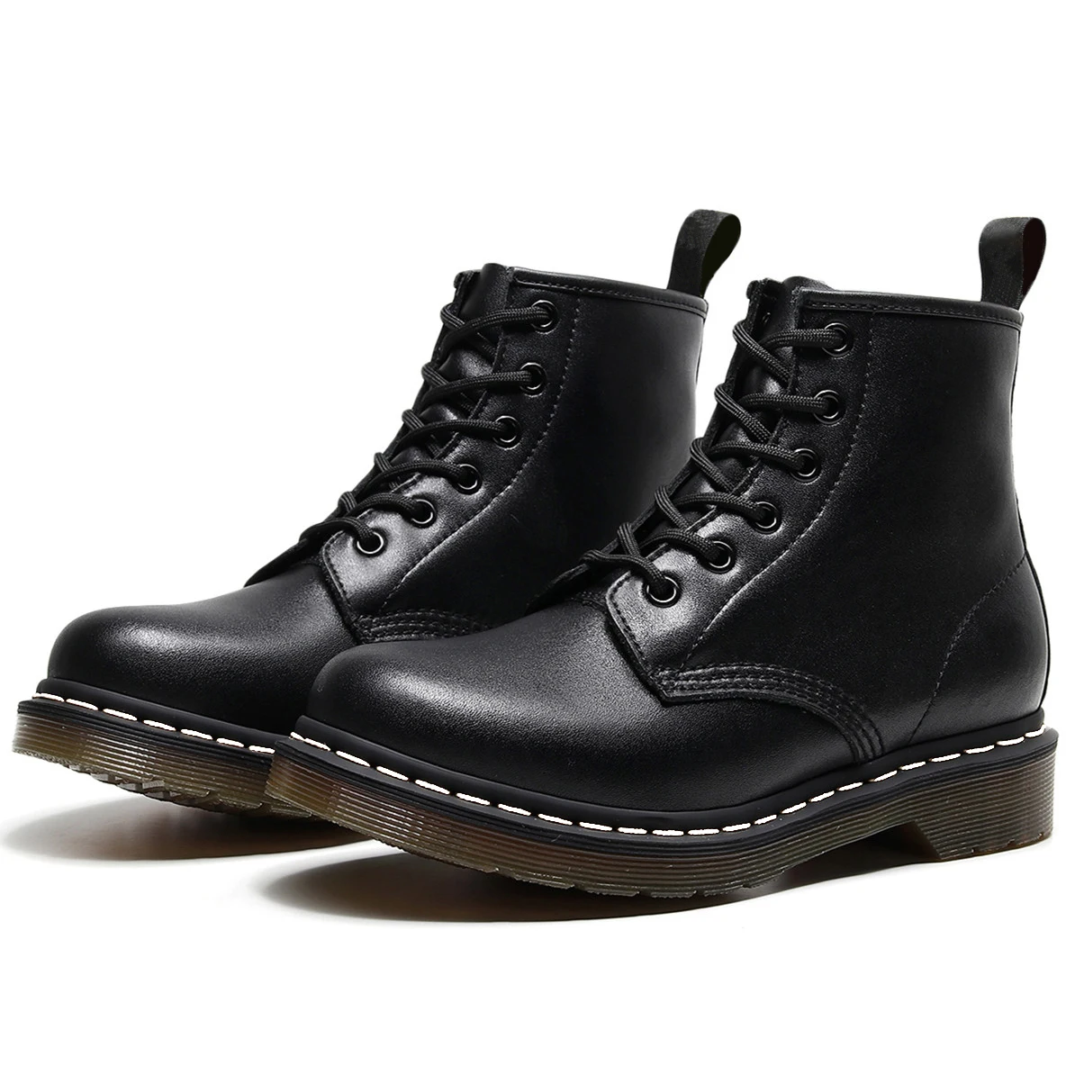 

2021 Winter Classic 6-eye Women Unisex Ankle Boots Black High Top Shoes Smooth Leather Female Motocyle Short Boot Punk Booties