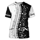 Мужская футболка с 3D-принтом пианино и музыки, летняя забавная футболка в стиле Харадзюку с коротким рукавом и музыкальными инструментами, уличная одежда, 2021