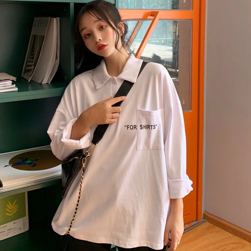 

Polo Shirt Sweater Women's Loose Korean Style Trendy Harajuku Bf Idle Style Thin Coat