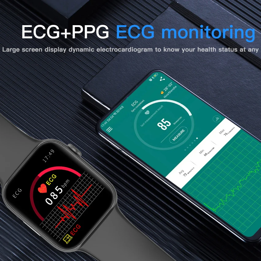 Смарт-часы с ЭКГ пульсометром сенсорным экраном 2020 дюйма | Электроника