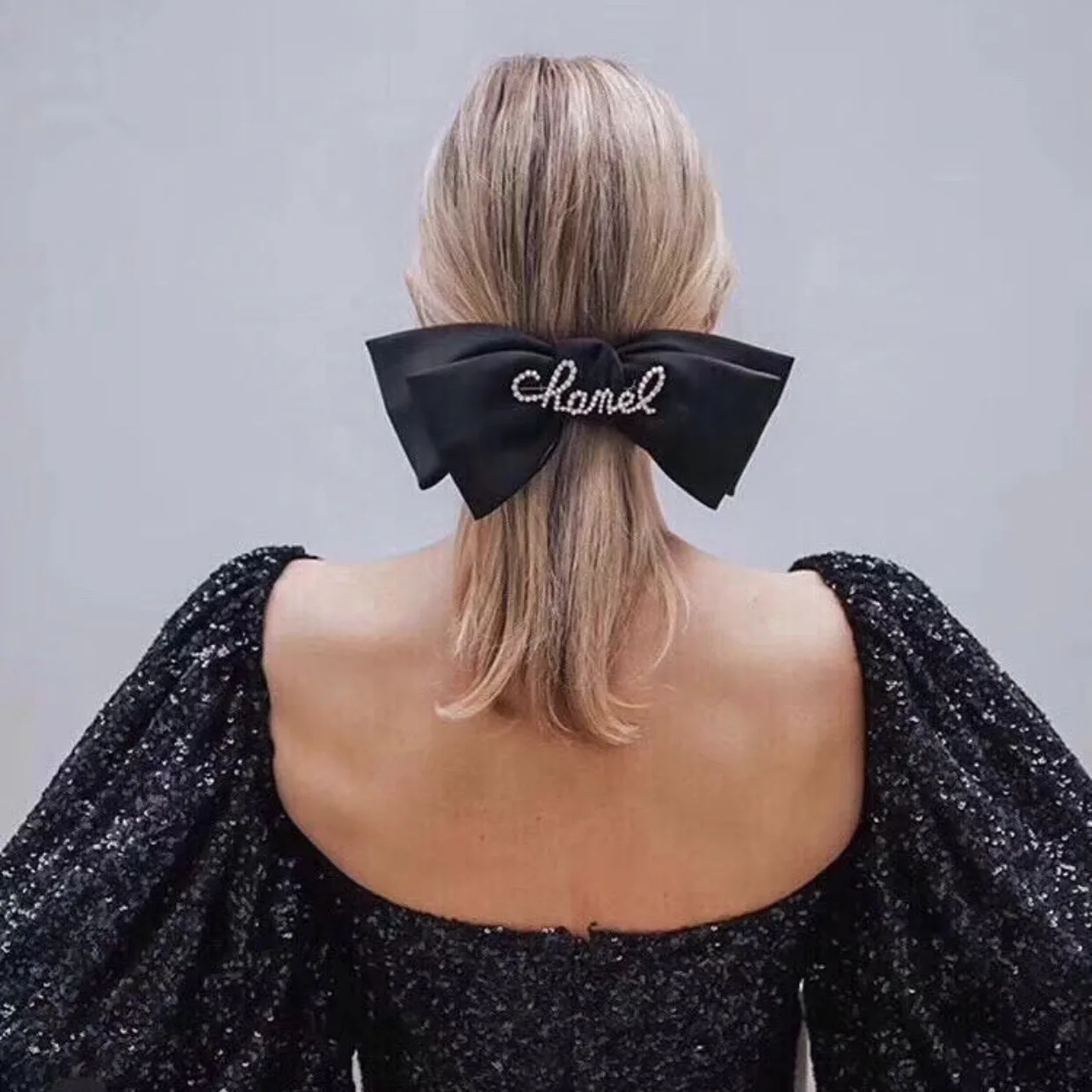 Атмосфера в стиле ретро черные шелковистые атласный бант заколка для волос с