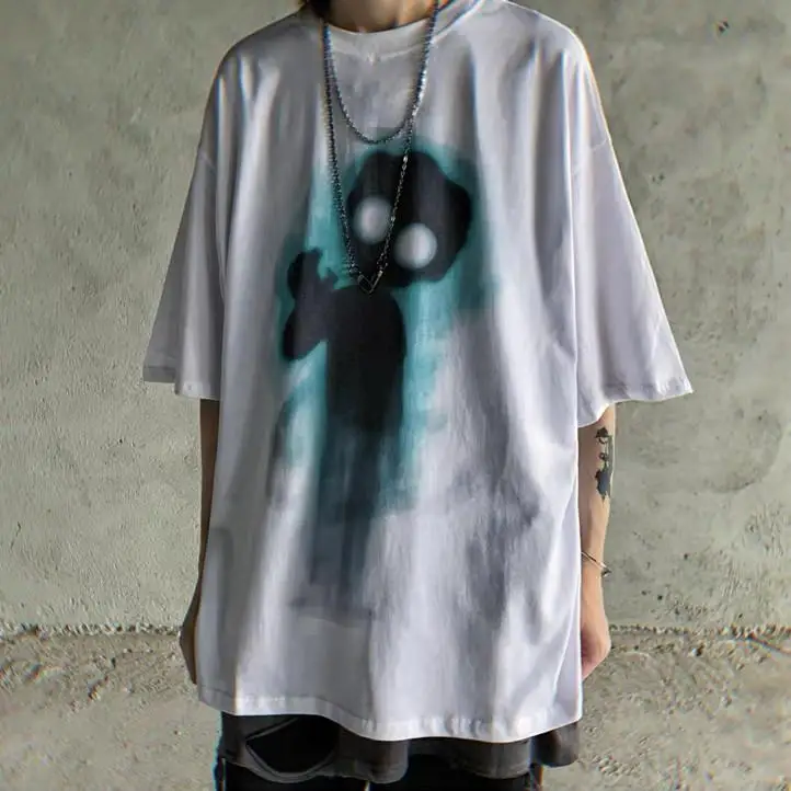 Футболка мужская в стиле хип-хоп с дьяволом уличная одежда повседневная рубашка