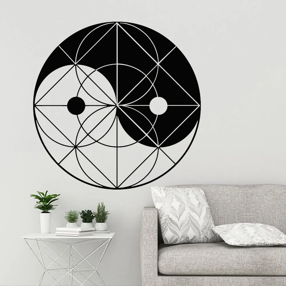 Геометрическая Настенная Наклейка Yin Yang Circle Zen виниловая художественная наклейка