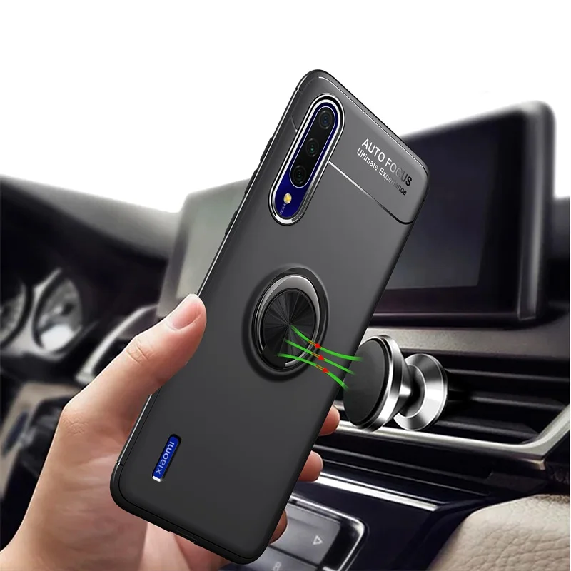 For Xiaomi Mi 9 Lite Case Cover Luxury Metal Magnetic Ring Stand Holder Phone Cases mi9 Shockpoof | Мобильные телефоны и