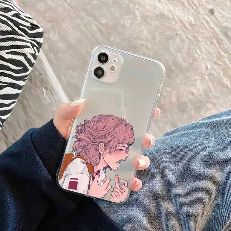 

Sad girl Phone Cases Transparent Clear for iPhone 11 12 mini pro XS MAX 7 8 6 6S Plus X 5S SE 2020 XR