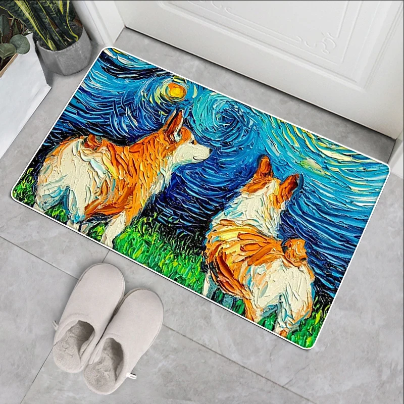 

Long Kitchen Oil Painting Carpet Anti-slip Bath Mat Bedroom Home Entrance Doormat Absorbent Living Room Floor Mats Felpudo Rug