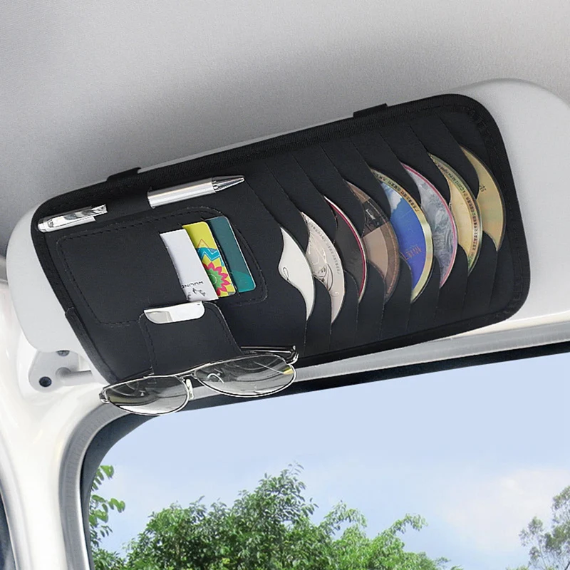 

Car Sun Visor Storage Bag Leather Auto Sun Shade Organizer for Glasses Card Bill Note Clip Holder Auto Car Interior Accessories