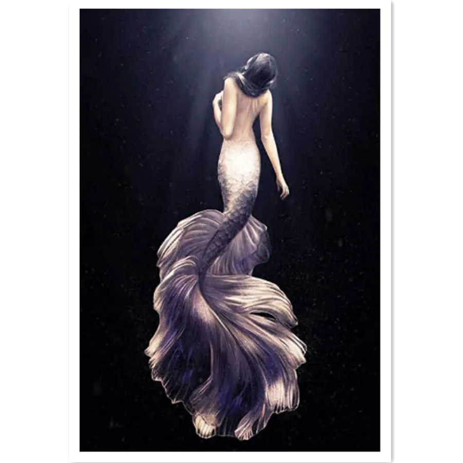 

Painting by number mermaid acrylic paint hand-painted kit canvas painting unique gift home wall decoration