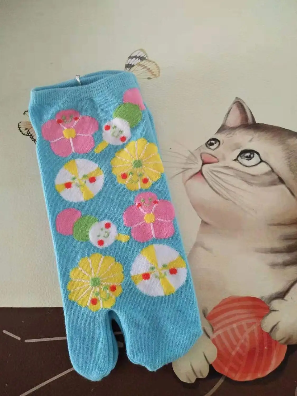 YOOWALK/Хлопковые носки с двумя пальцами, с изображением кота, тигра, мультипликационных животных; пара носков с двумя пальцами; японские носки с двумя пальцами; Носки «таби» - Цвет: C4
