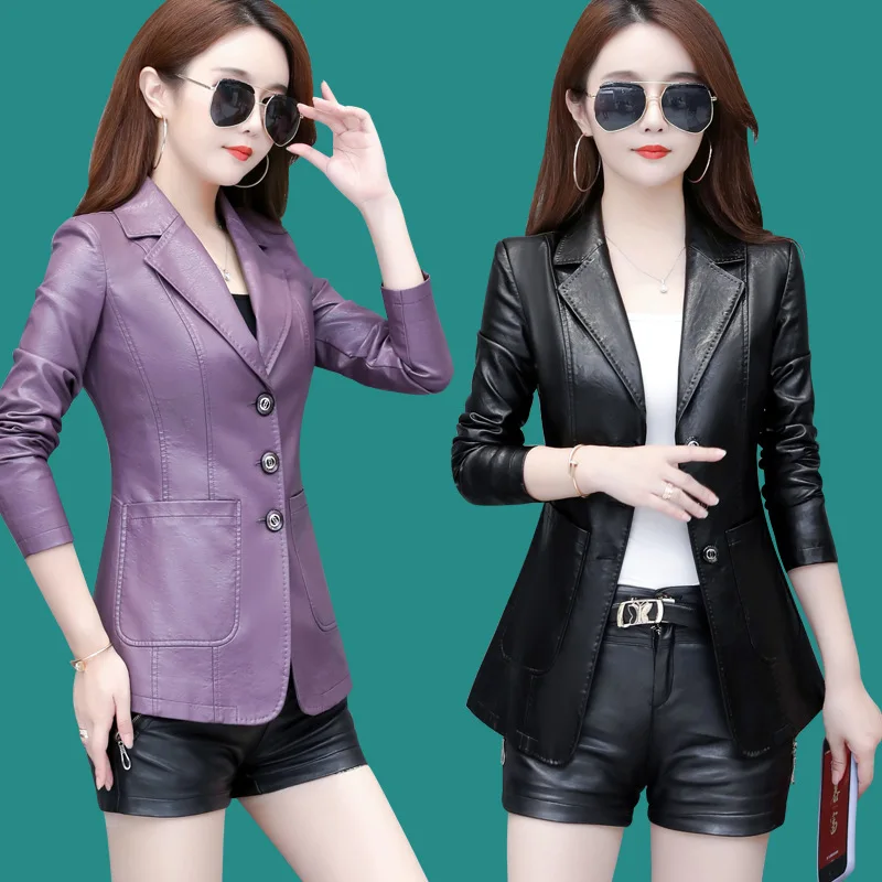 Jacket Woman Large Size Haining Leather Women's Short Small Suit Jacket Korean Version Of The Slim genuine Leather Clothing