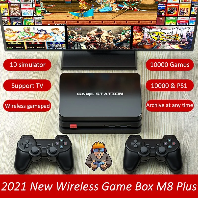 

Super Game Box Video Gaming Consoles Built-in 10000+10000 PS Games Retro Console with Wireless Controller Gamepad For PS1/GBA M8