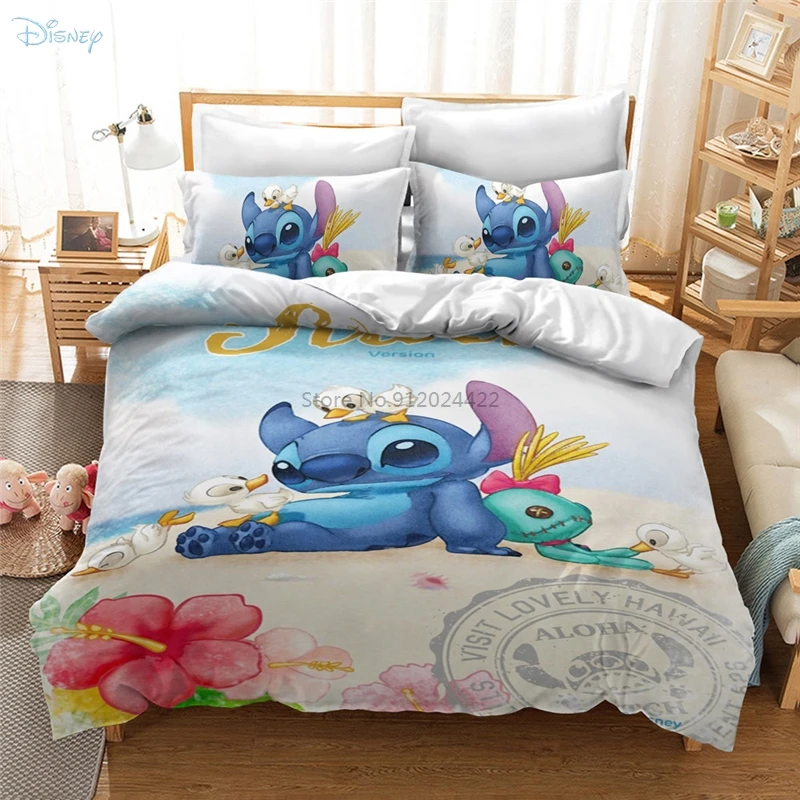 Cartoon Stitch 3d Bedding Set Bed Linen Bedclothes Disney Duvet Cover Pillowcase Europe USA Australia Twin Full Queen King Size