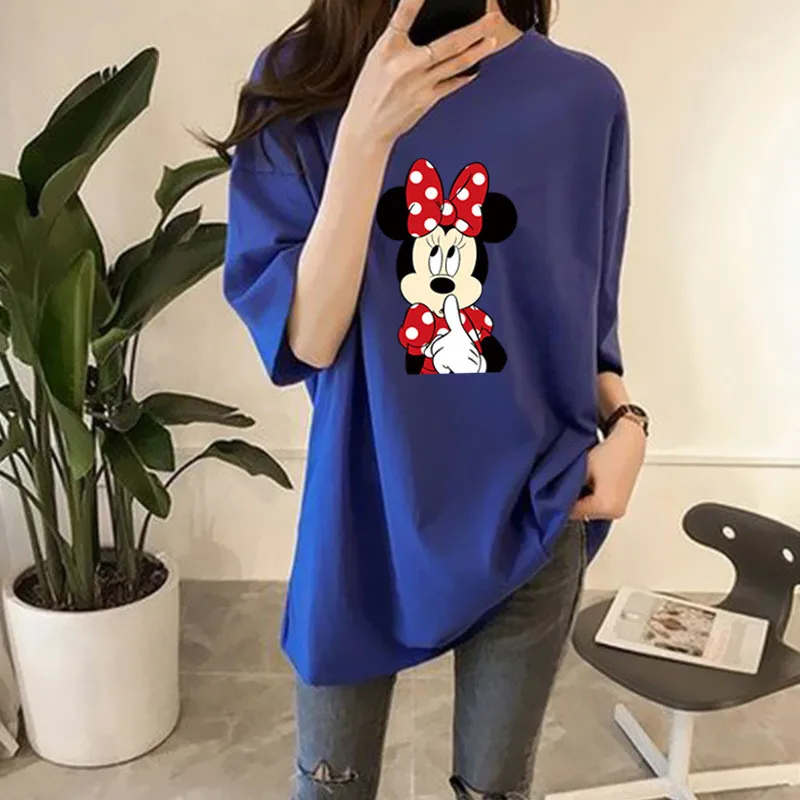 Летняя повседневная женская футболка с принтом мышки из мультфильма модная