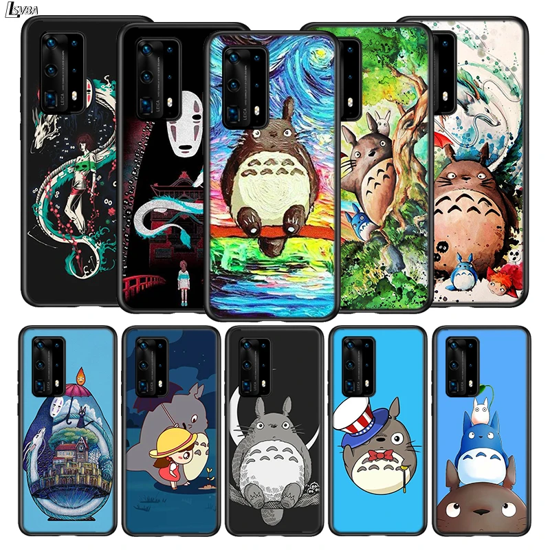 

For Huawei P40 P30 P20 Pro Lite E Plus 5G Bright Black Cover Anime Spirited Away For Huawei P10 P9 P8 Lite Phone Case