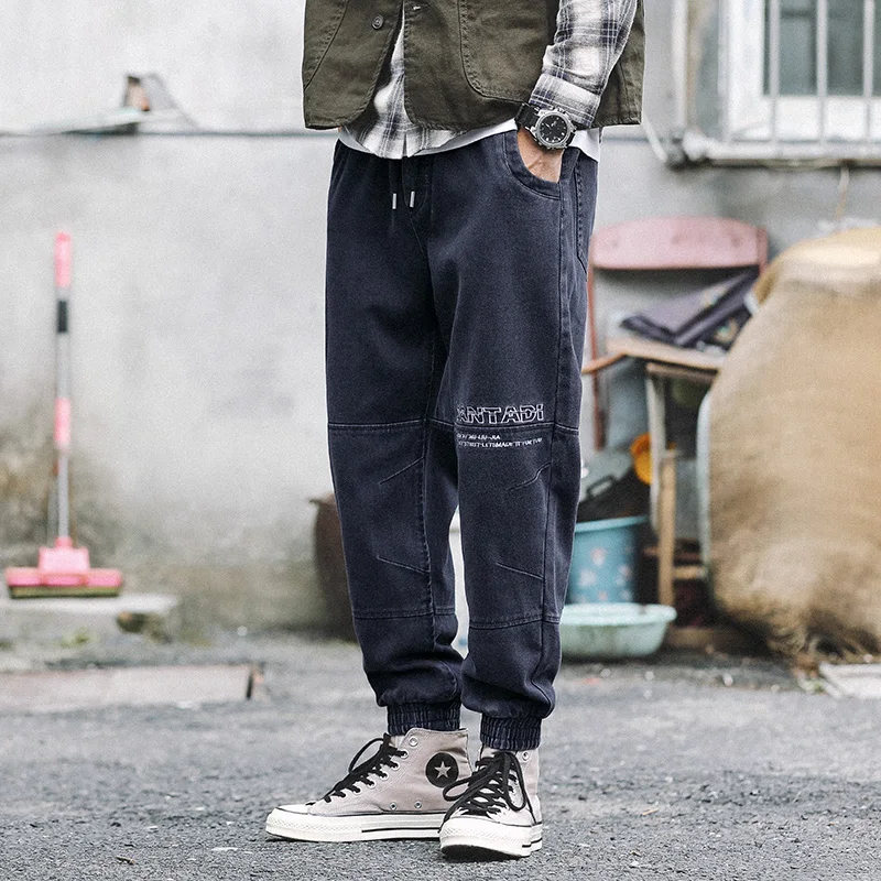 Fashion Streetwear Men Jeans Loose Fit Spliced Designer Denim Cargo Pants Harem Jeans Men Japanese Style Hip Hop Joggers Jeans