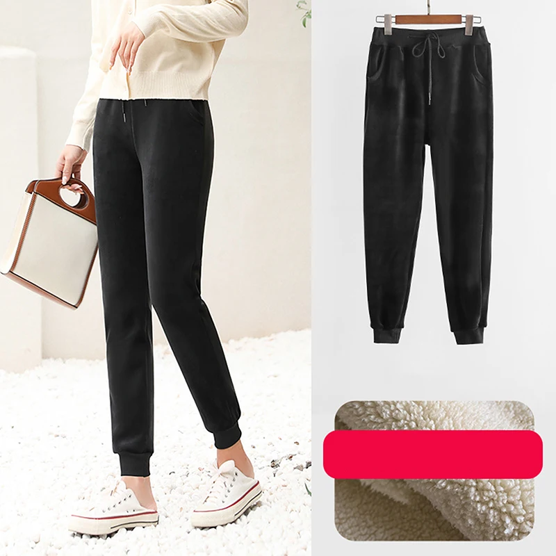 

Women Pants 2020 Autumn Winter Plus Velvet Thick Harem Pants Female Trousers Loose Warm Beam Feet Sweatpants