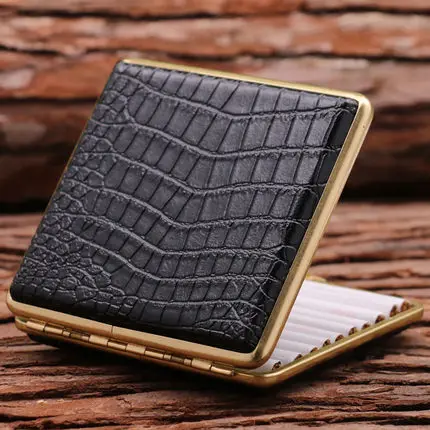 Crocodile Black 20 шт. верблюжья крокодил мужской тонкий Портсигар Портативный PU кожаный табак Коробка для хранения сигарет аксессуары подарок для мужчин - Цвет: Crocodile Black