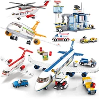 city airplane building blocks mini size aircraft planes blocks diy helicopter figures bricks toys for children gifts