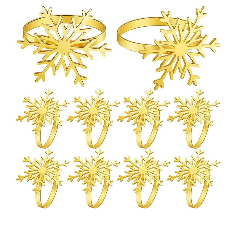 12Pcs Christmas Snowflake Napkin Rings Holder for Dinners Parties Everyday Table Decoration Accessory | Дом и сад
