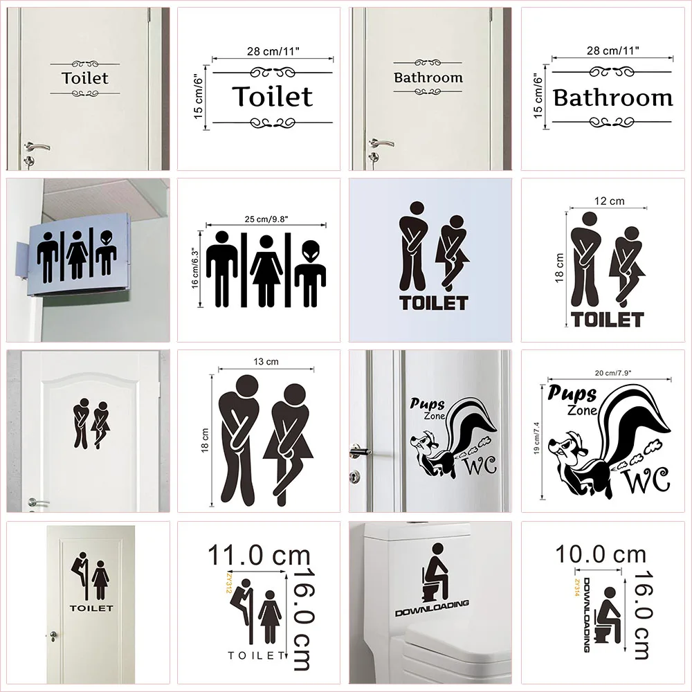 

Toilet Entrance Sign Door Stickers For Public Place Home Decoration Creative Pattern Wall Decals Diy Funny Vinyl Mural Art