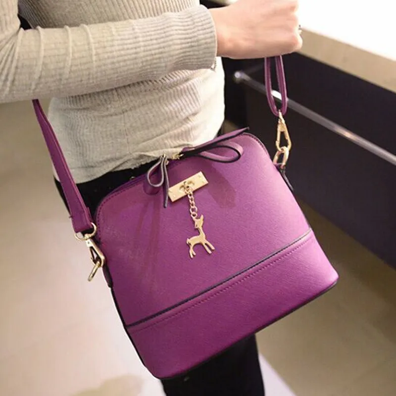 Purple Сумки для женщин горячие женские сумки кожаная модная маленькая сумка с оленем игрушка женская сумка через плечо Повседневная сумка через плечо - Цвет: Purple