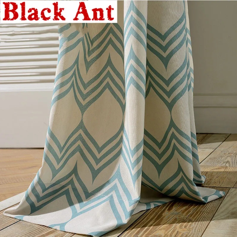 Синие занавески s для гостиной геометрический тюль окон спальни кухни прозрачные