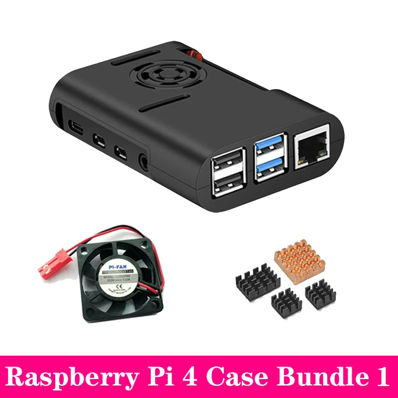 Raspberry Pi 4 ABS чехол черная коробка защитный кожух+ охлаждающий вентилятор Алюминиевый радиатор для Raspberry Pi 4 Модель B для Pi 4B