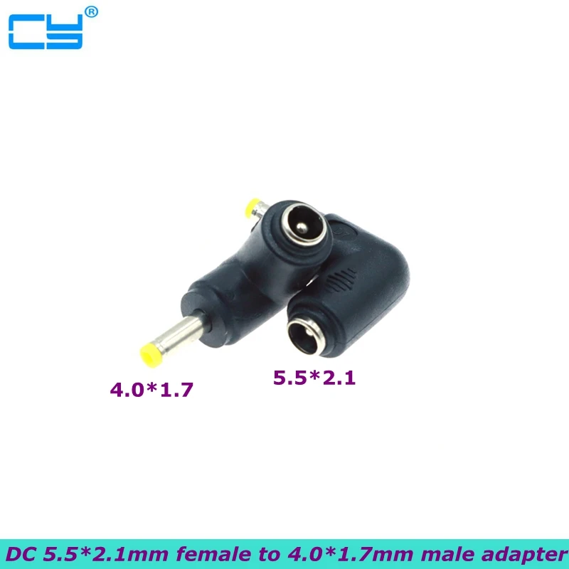 

Оптовая продажа 4,0x1,7 мм Штекер 5,5x2,1 мм гнездовой разъем 90 градусов угловой адаптер питания постоянного тока для ноутбука 4,0*1,7 до 5,5*2,1