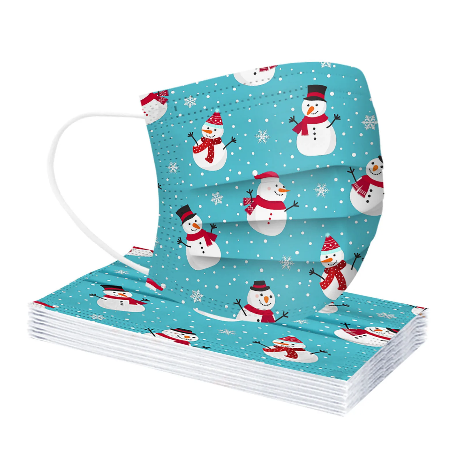 

Adults Christmas Snowman Santa Elk Cats Pattern Prints Face Mask For Unisex Disposable Industrial 3Ply Non-woven Ear Loop Masks