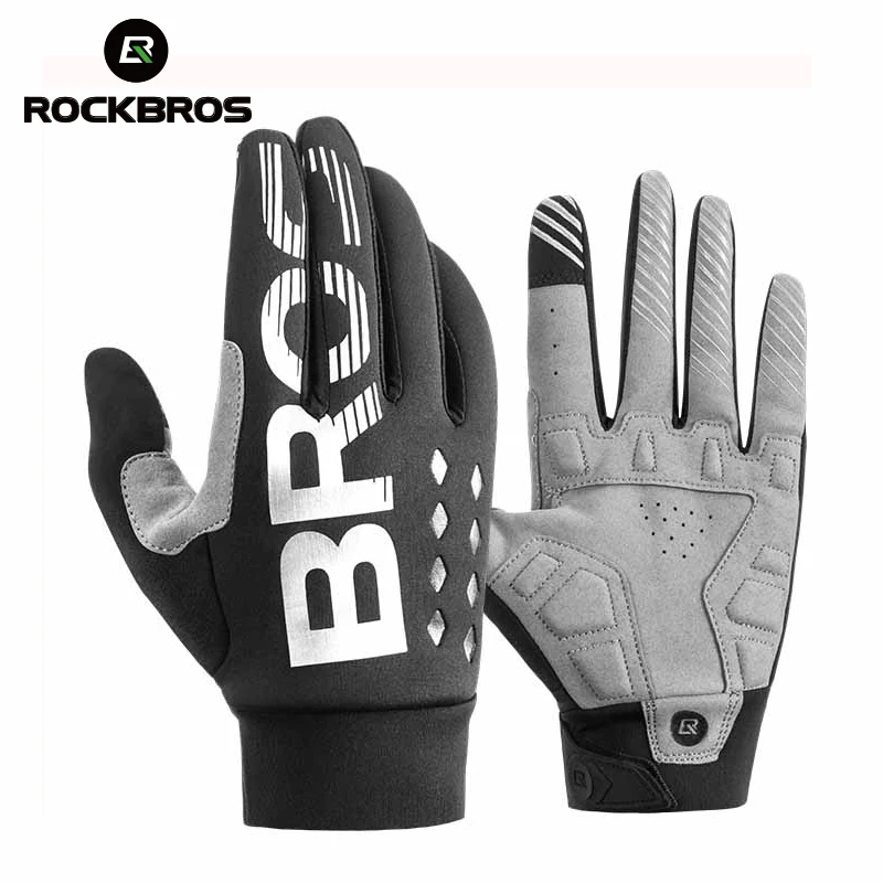 Велосипедные перчатки ROCKBROS теплые дышащие митенки с гелевыми вставками защитой