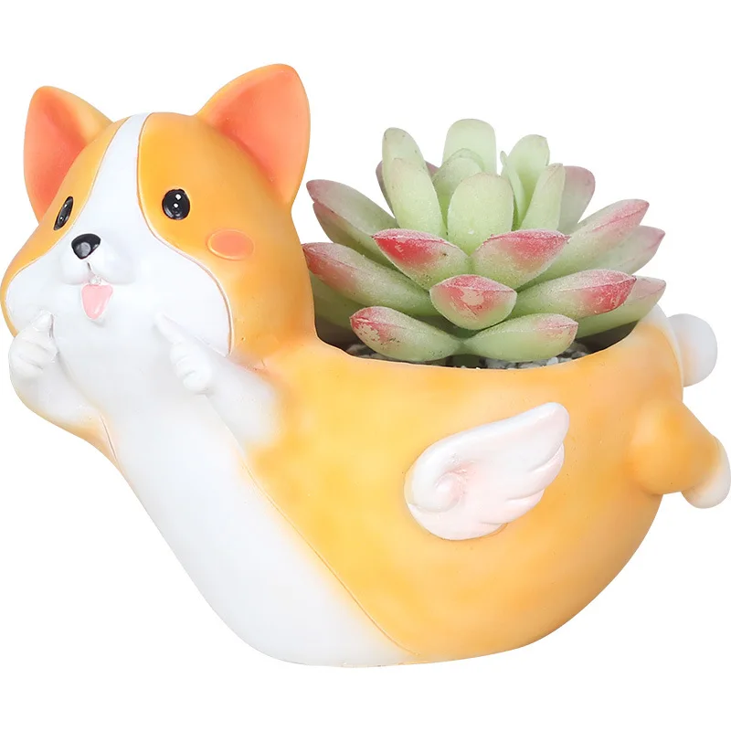

TECHOME Resin Succulent Pot Creative Ornaments Garden Pots Animal Hippopotamus Indoor Planter Cartoon Flower Pots