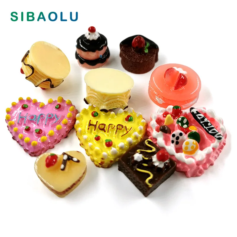 

2pcs Birthday Cake Miniature Figurine Home Decoration fairy garden Cartoon animal Building statue resin craft Doll Car TNB062
