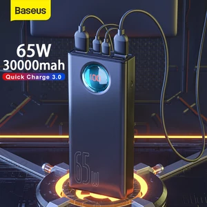 baseus power bank 30000mah 65w pd3 0 quick charging 3 0 fcp scp portable external battery travel charger for phone laptop tablet free global shipping