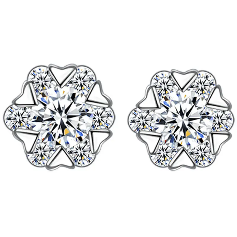 

S925 Sterling Silver Stud Earrings Female Snowflake Theme Fashion Temperament Earrings Snowflake Earring Jewelry wholesale