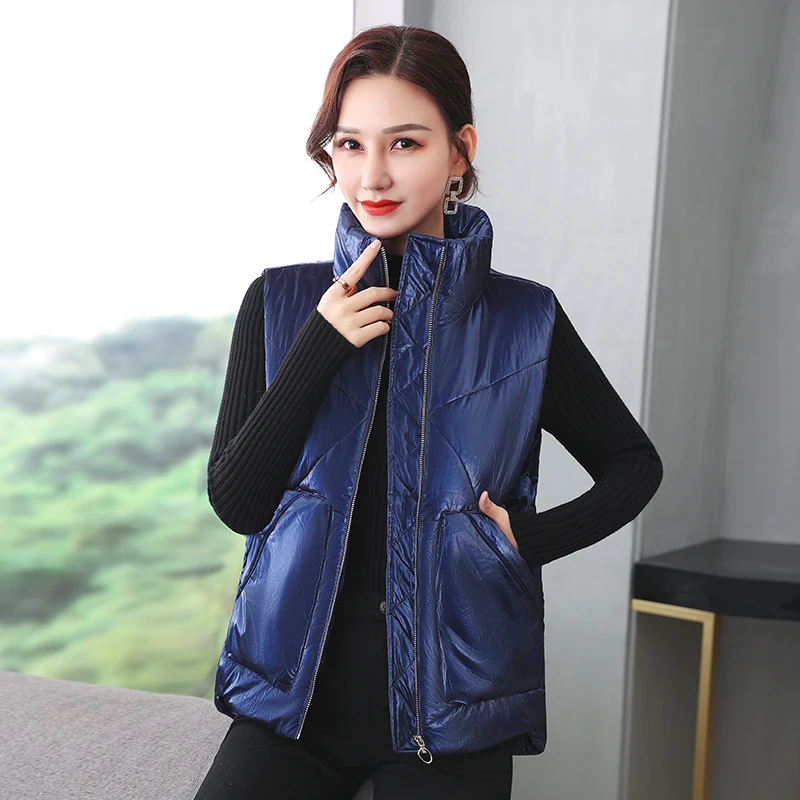 

Bright Face Short Down Waistcoat Women 2021 New Winter Versatile Women'S Jacket With Shoulder Length Korean Cotton Vest