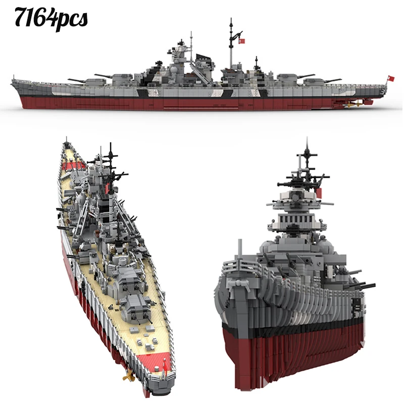 

MOC Bismarck Navy Cruiser Model Military Patrol Building Block Battle Model Toy Personal Hobby Collection Meaningful Brick Gift