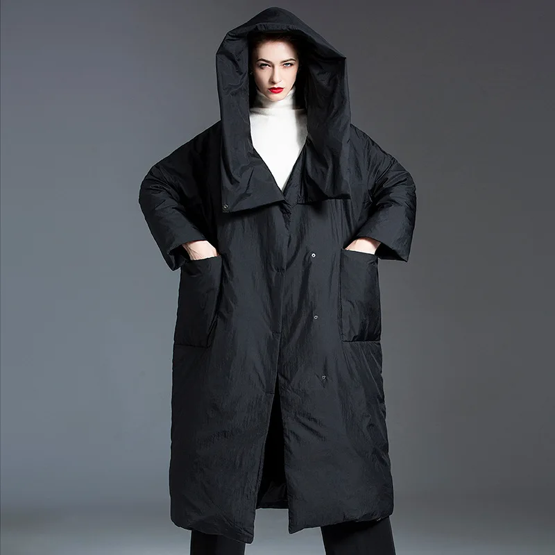 Oversized 2021 New Fashion thick 90% White Duck Down Jacket hood Lady Wine Red Winter Warm Coat abrigos mujer invierno