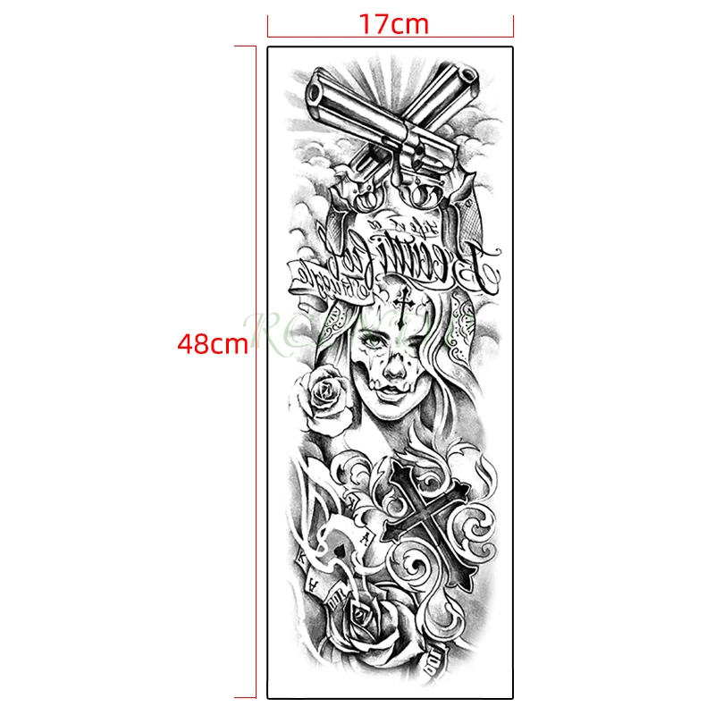 Временная татуировка водостойкая с большим крестом двумя пистолетами для