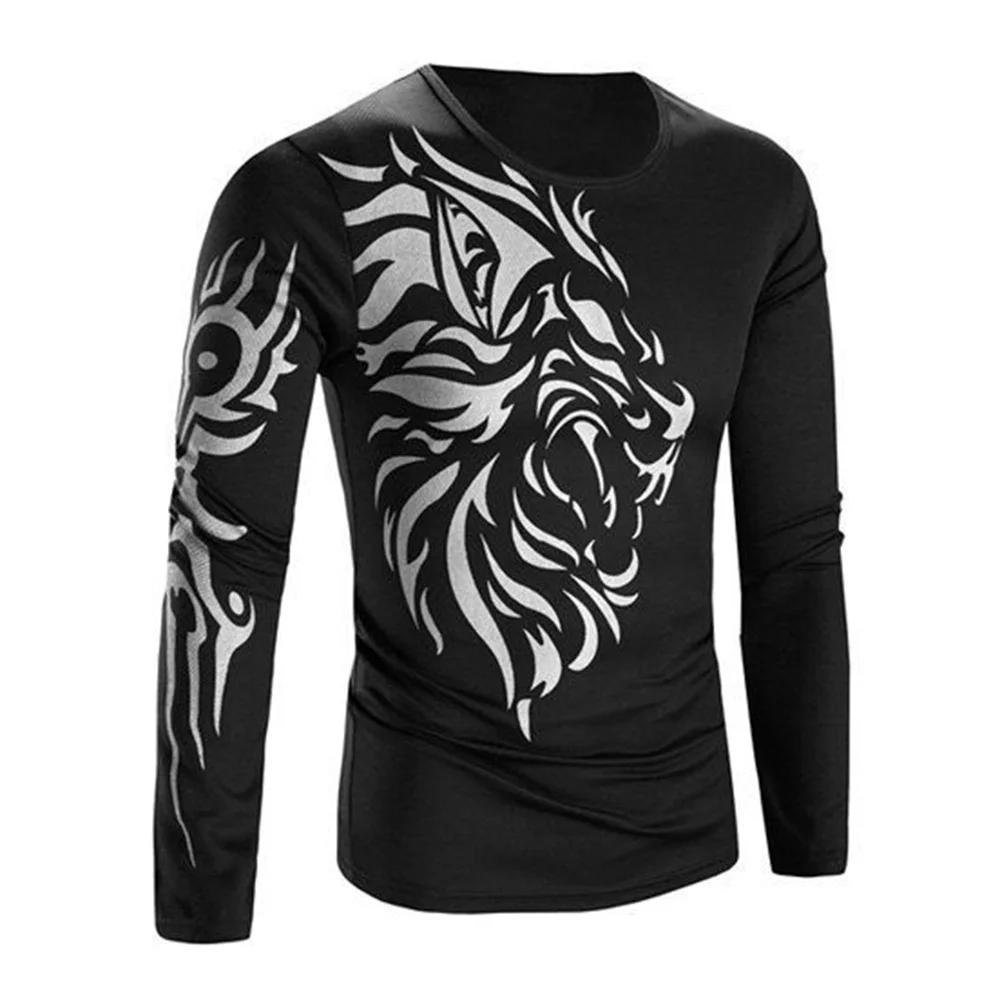 

Autumn Men T-Shirt Oversized 3xl Streetwear Long Sleeve T Shirts Mens Casual Print Gothic Tshirt Men's Clothes 2021 Black Tops