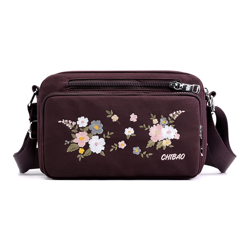 Bags for Women Nylon Crossbody Waterproof Female Messenger Bag Embroidery Shoulder Bag Small Fashion Women Messenger Bags - Цвет: Dark purple