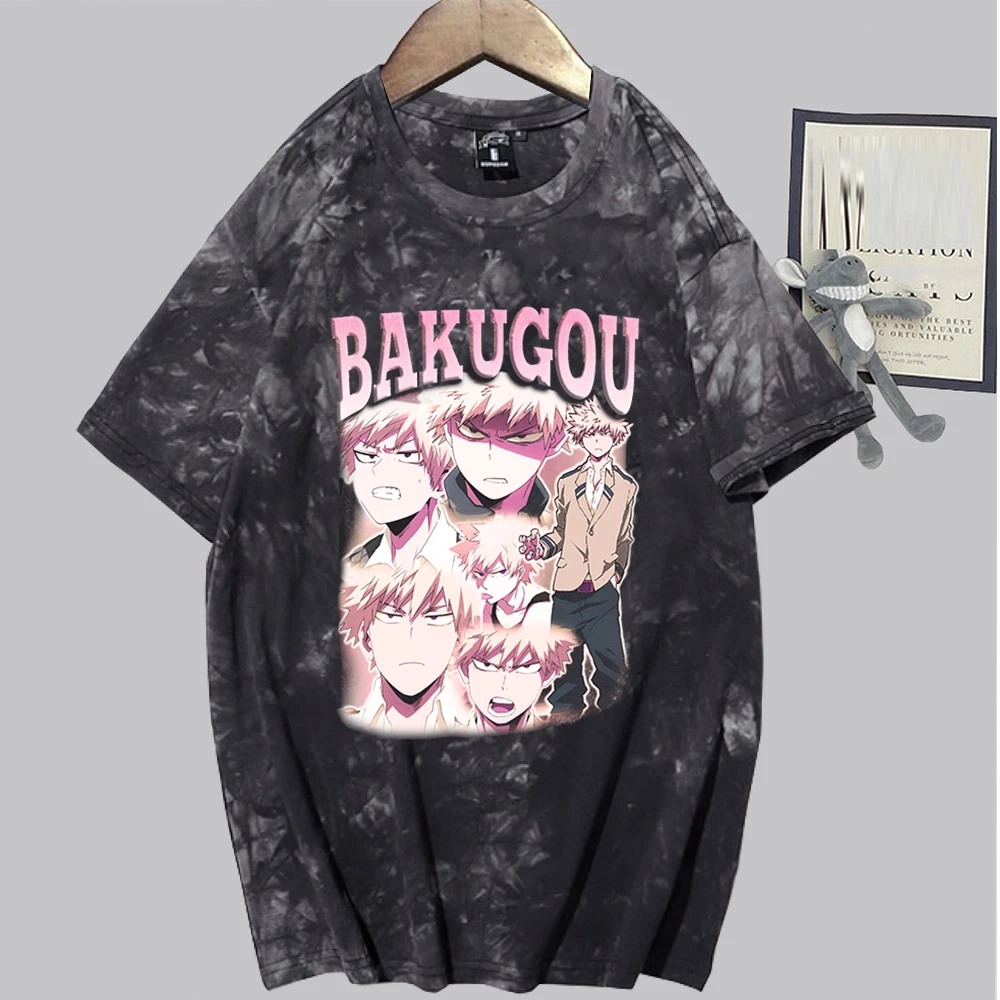 

My Hero Academia Boku No Hero Academia Bakugou HUNTER×HUNTER Kimetsu No Yaiba Anime Shirts Tie Dye Punk T Shirts for Women Men
