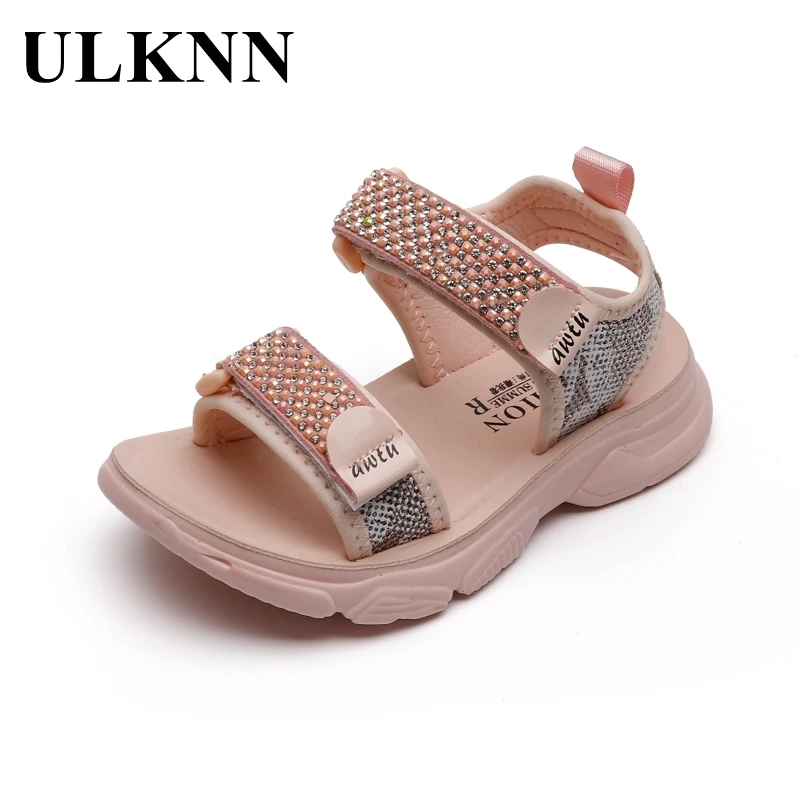 

ULKNN Fashion Solid Soft Sandals Children Sports Shoes Flats Shoes For Girl 2021 New Casual Footwears Summer Comfortable 26-37