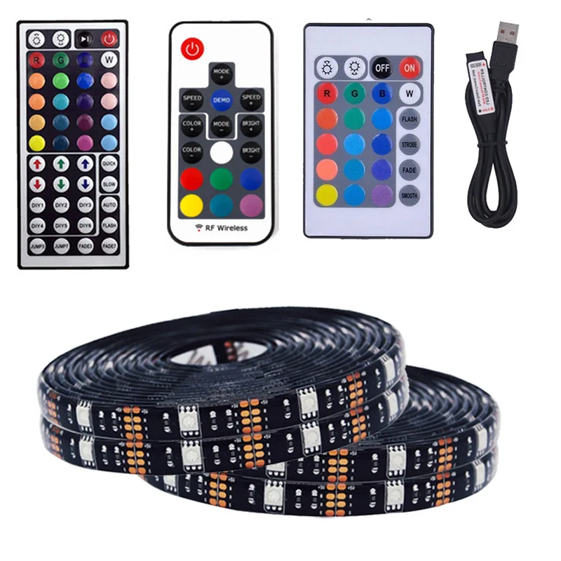 Светодиодная лента лампы 20 Цвета 5 V RGB гибкий USB led светящаяся лента 1 м 2 м 3 м 4 м 5 м Desktop Экран светодиодный подсветка ТВ