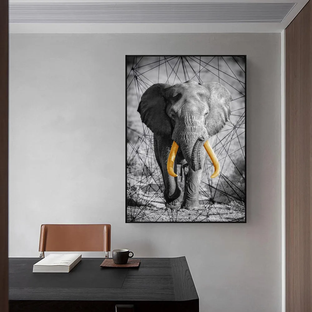 Картина на холсте с изображением слона постер эстетическими животными Офисная