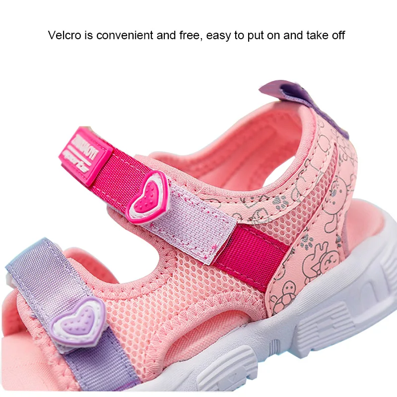Baby Girls Sandals Pink Princess Breathable Mesh Children's Shoes Light and soft Kids Flat sandal | Детская одежда и обувь